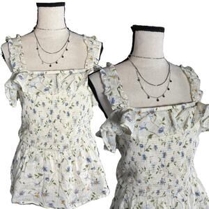 Old Navy Floral Smocked Ruffle Tank – Peplum Style | Medium